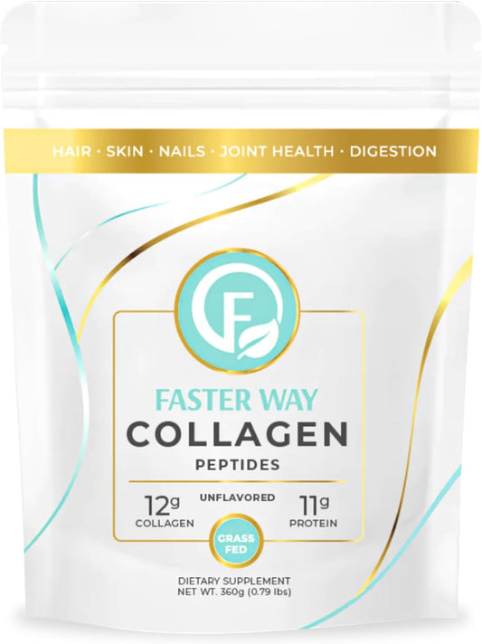 Unflavored Grass-Fed Beef Collagen Peptides for Fast Fat Loss - Skin, Hair, Nails, Joints, Gut Health - Paleo & Keto, Non-GMO - 360g