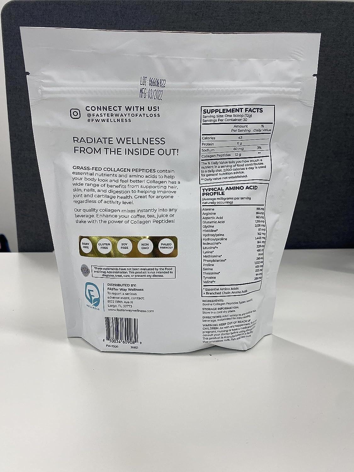 Unflavored Grass-Fed Beef Collagen Peptides for Fast Fat Loss - Skin, Hair, Nails, Joints, Gut Health - Paleo & Keto, Non-GMO - 360g