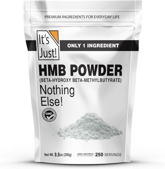 Unflavored HMB Powder 250g - Beta-Hydroxy Beta-Methylbutyrate Free Acid - GMP Compliant - Third-Party Tested