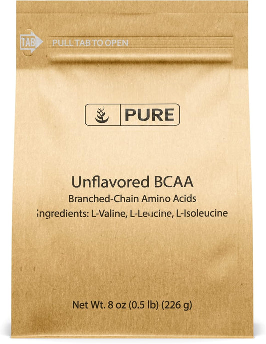 Unflavored Instantized BCAA Powder - Pure Original Ingredients, 8oz - Essential Branched Chain Amino Acids Supplement