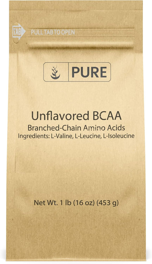 Unflavored Instantized BCAA Powder - Pure Original Ingredients, 1lb - Essential Branched Chain Amino Acids Supplement