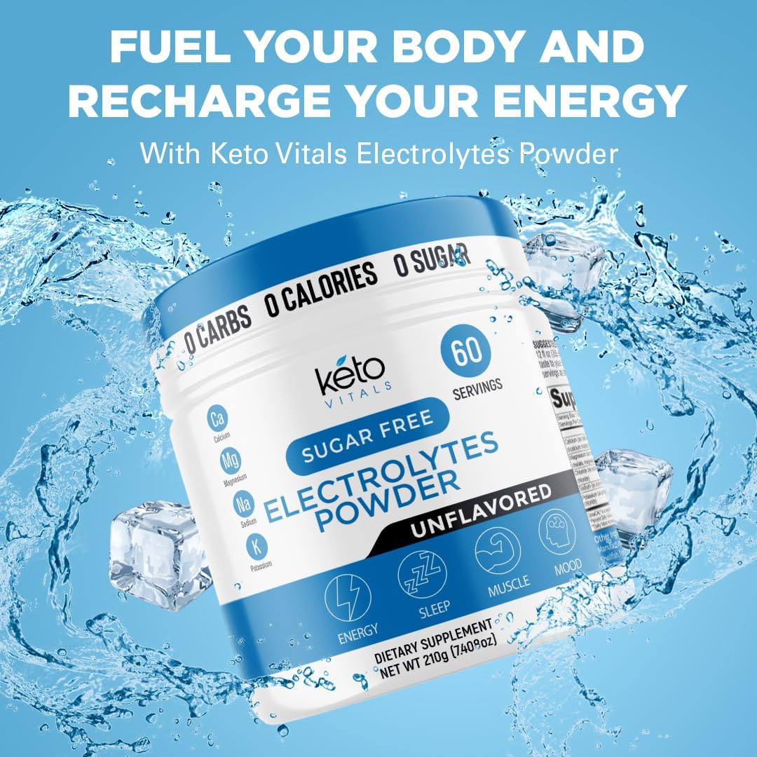 Unflavored Keto Electrolyte Powder Mix | Potassium, Magnesium, Sodium, Calcium | Supplement Drink | Sugar-Free, Zero Calories, Zero Carbs