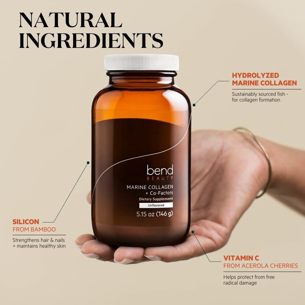 Unflavored Marine Collagen Powder with Co-Factors | Hydrolyzed Fish Collagen Peptides with Vitamin C and Silicon | Promotes Healthy Skin, Hair, and Nails