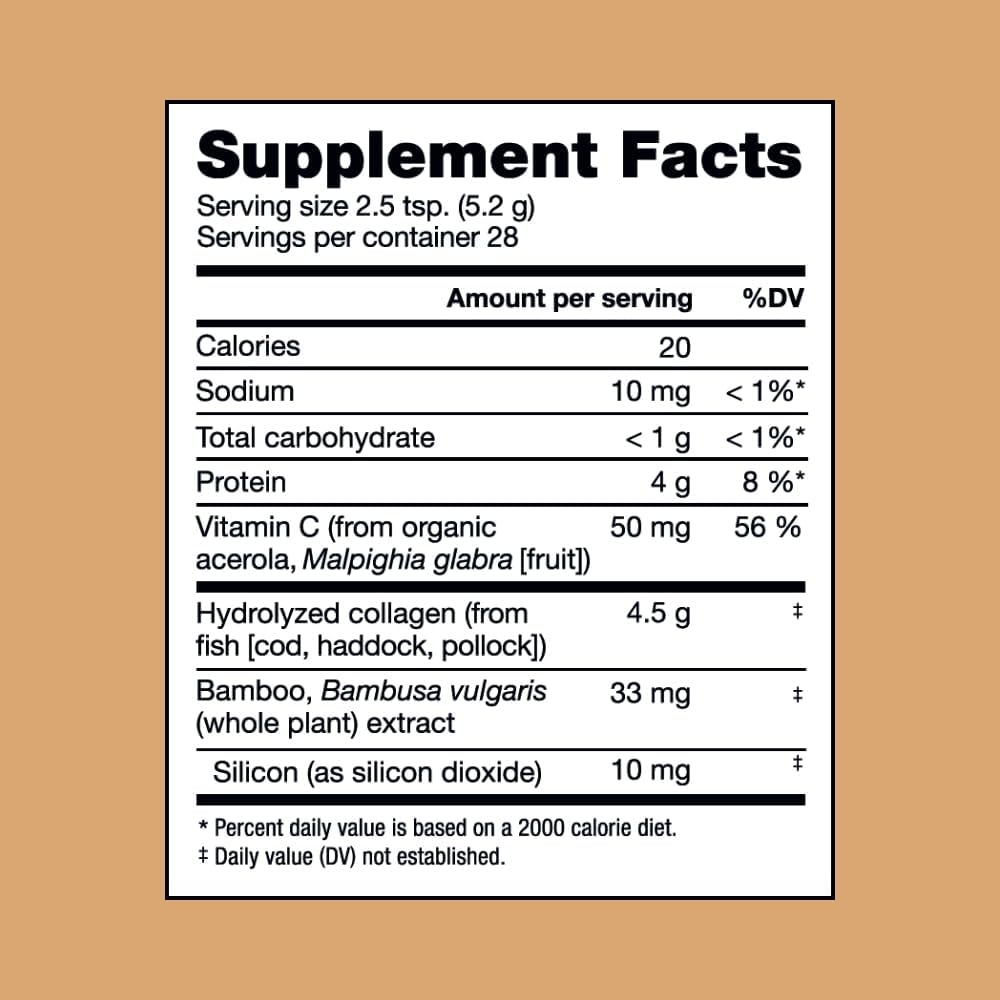 Unflavored Marine Collagen Powder with Co-Factors | Hydrolyzed Fish Collagen Peptides with Vitamin C and Silicon | Promotes Healthy Skin, Hair, and Nails