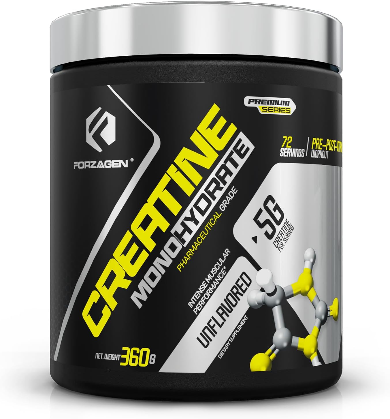 Unflavored Micronized Creatine Monohydrate Powder for Muscle Gain - 72 Servings for Men and Women
