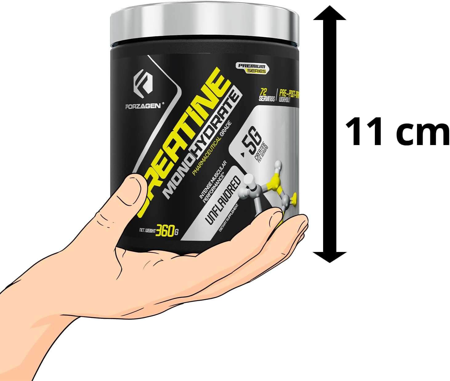 Unflavored Micronized Creatine Monohydrate Powder for Muscle Gain - 72 Servings for Men and Women