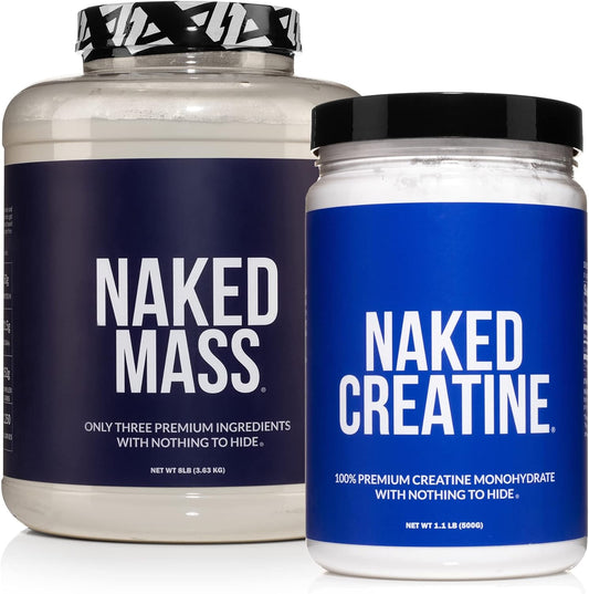 Unflavored Naked Nutrition Muscle Growth Bundle: Naked Mass and Creatine for Strength and Recovery