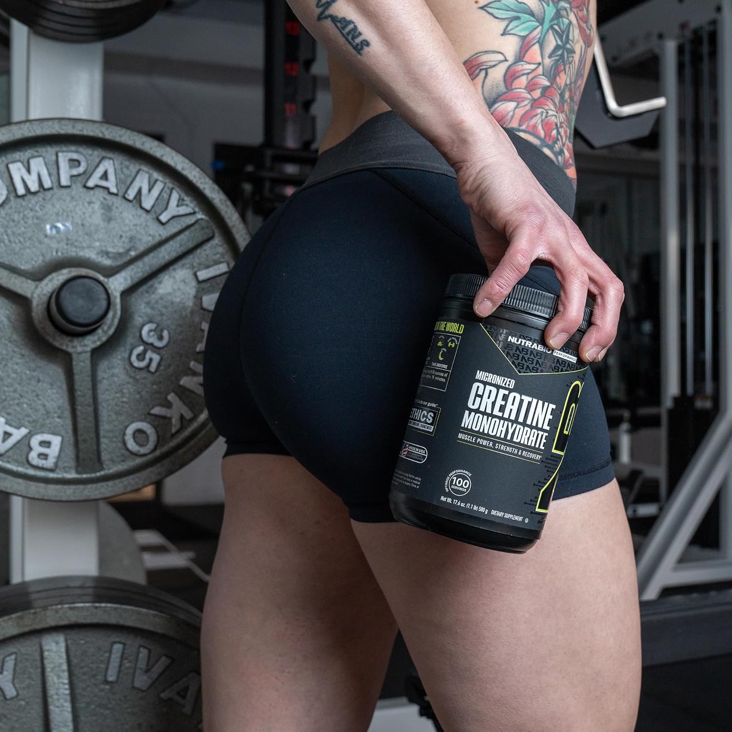 Unflavored NutraBio Creatine Monohydrate Powder (500g) for Muscle Energy, Recovery, Strength - Men and Women - Supplement