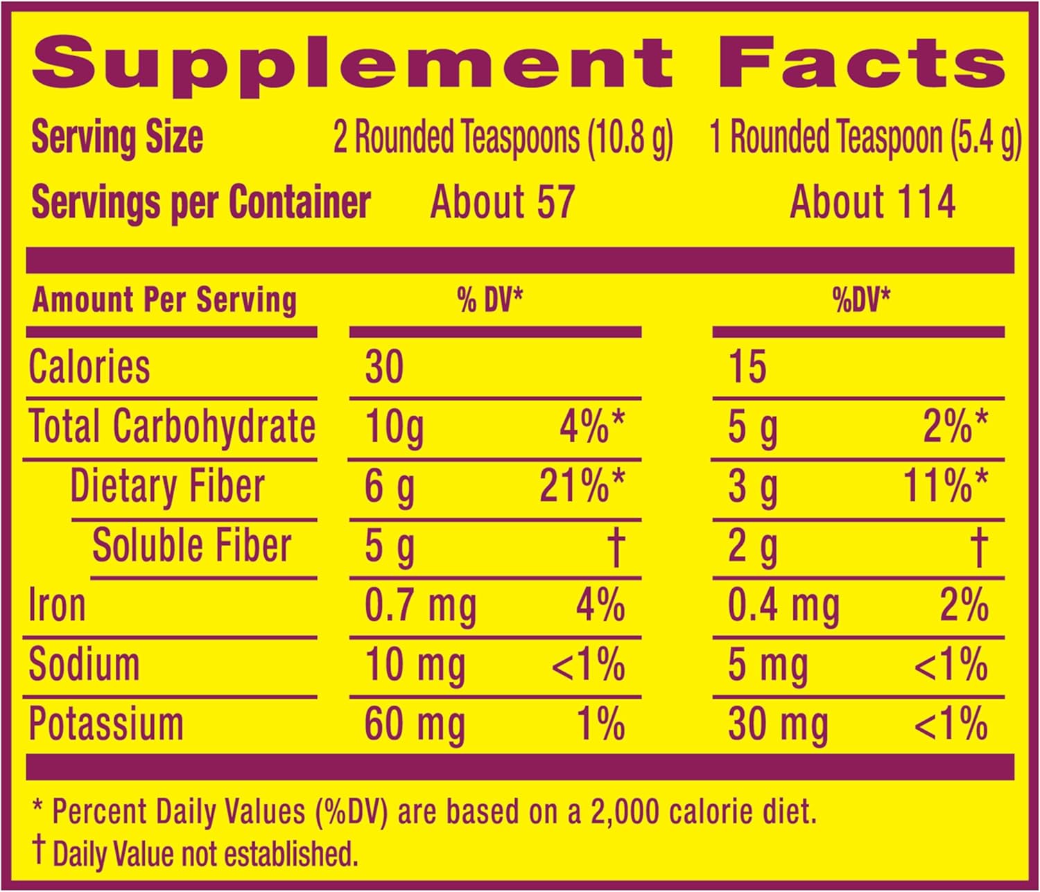 Unflavored Psyllium Husk Powder Fiber Supplement, No Added Sweeteners, 4-in-1 Digestive Health Powder - 114 teaspoons - #1 Doctor Recommended Brand