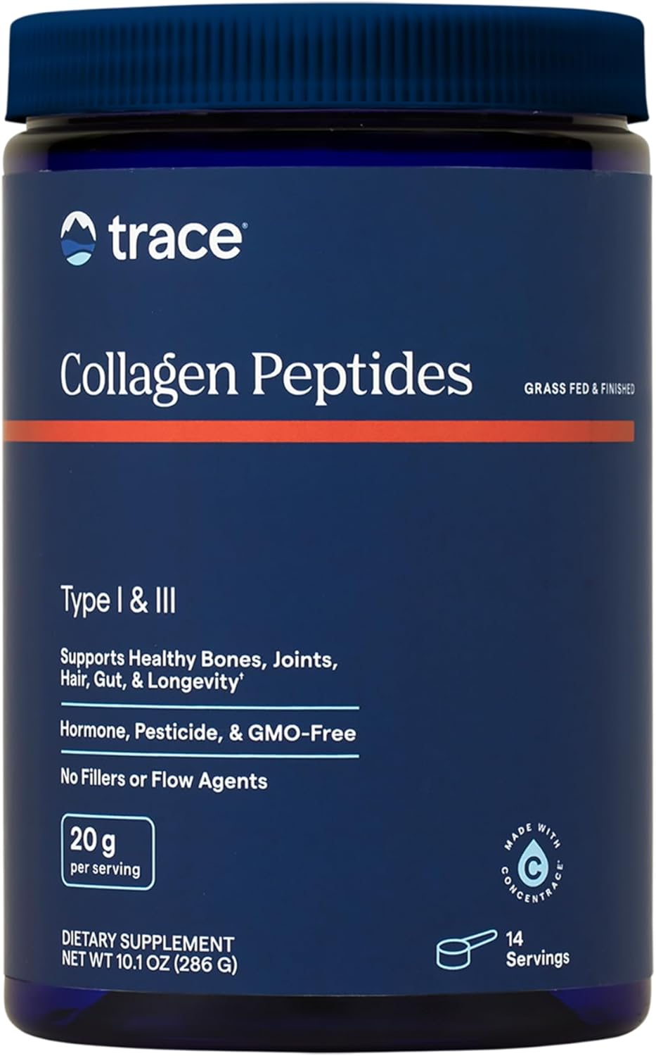 Unflavored Trace Minerals Collagen Peptides Powder - Supports Bone, Joint, Hair, Skin & Gut Health - 286g (14 Servings)
