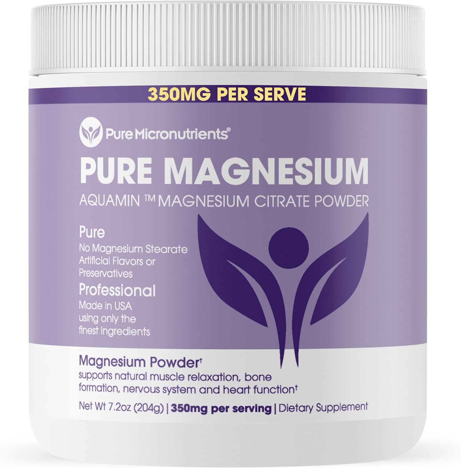 Unflavored Vegan Magnesium Citrate Powder for Sleep, Muscle, Bone Health & Energy - 60 Servings