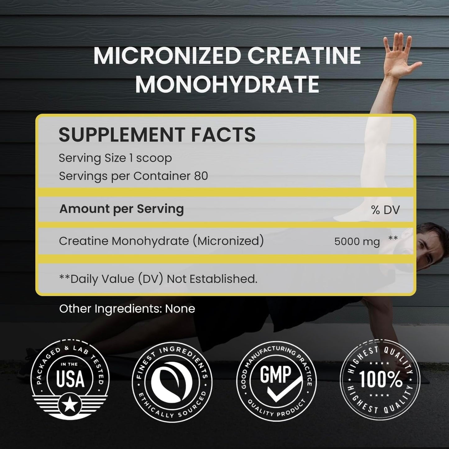 Unflavored Vegan Micronized Creatine Monohydrate Powder - 400g for Pre Workout, Muscle Building - Instantized Supplement for Men and Women - 80 Servings
