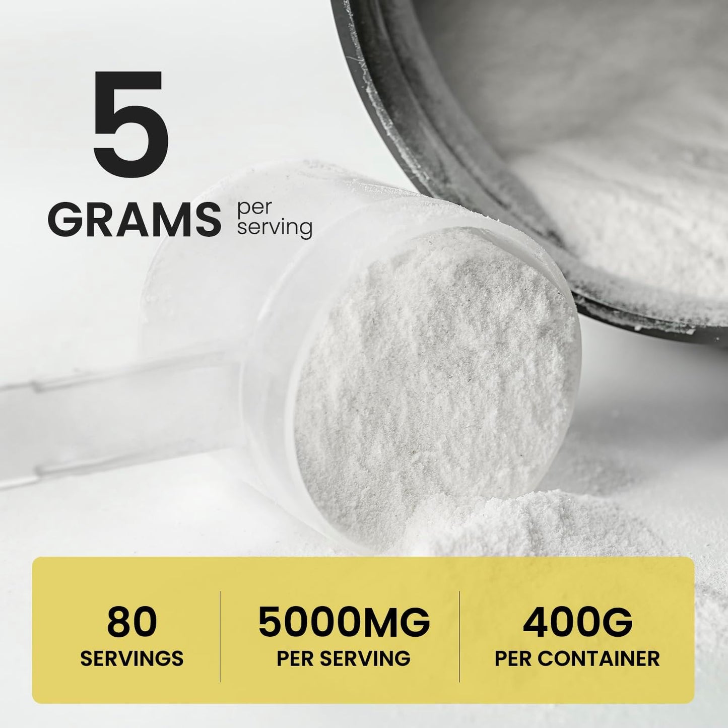 Unflavored Vegan Micronized Creatine Monohydrate Powder - 400g for Pre Workout, Muscle Building - Instantized Supplement for Men and Women - 80 Servings