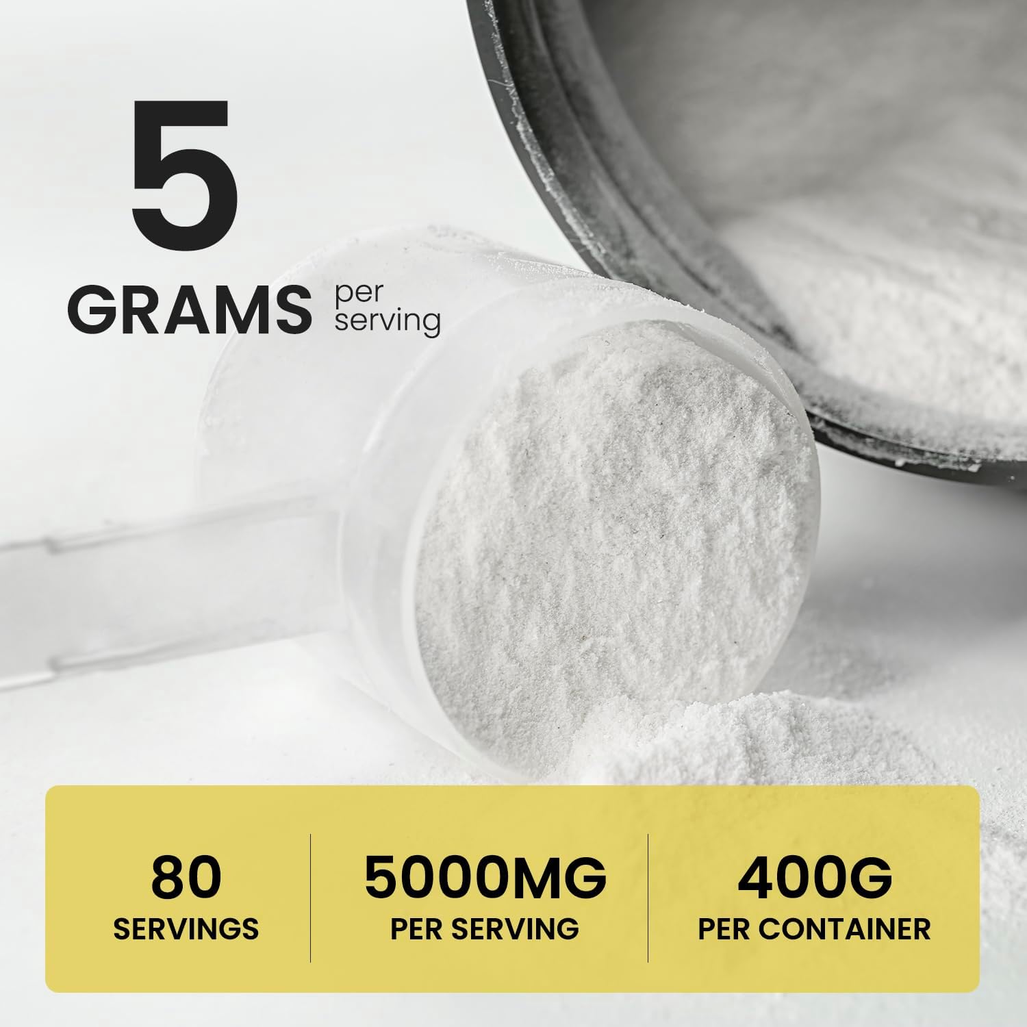 Unflavored Vegan Micronized Creatine Monohydrate Powder - 400g for Pre Workout, Muscle Building - Instantized Supplement for Men and Women - 80 Servings