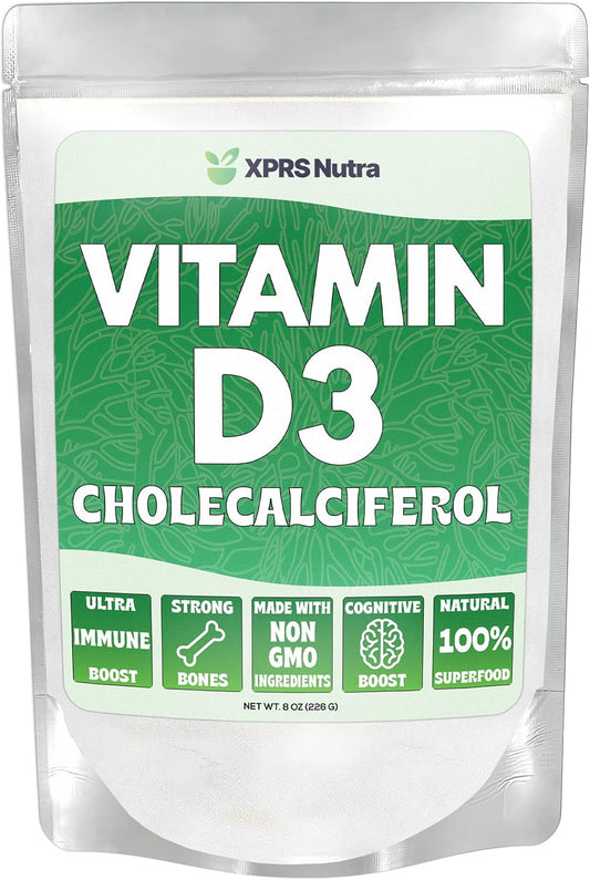 Unflavored Vitamin D3 Powder for Bones, Immunity & Muscle Function - 8 Ounce Supplement Powder by XPRS Nutra