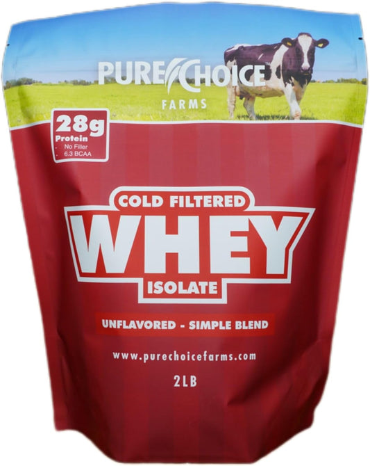 Unflavored Whey Protein Isolate Powder - 28g Protein, Sugar-Free, Undenatured, Pure Choice - 12 oz