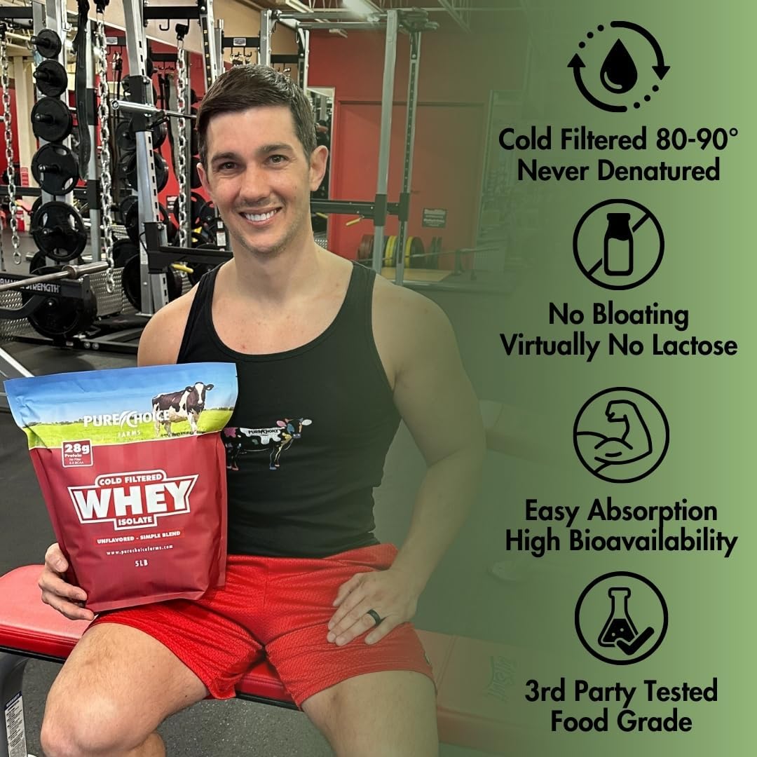 Unflavored Whey Protein Isolate Powder - 28g Protein, Sugar-Free, Undenatured, Pure Choice - 12 oz