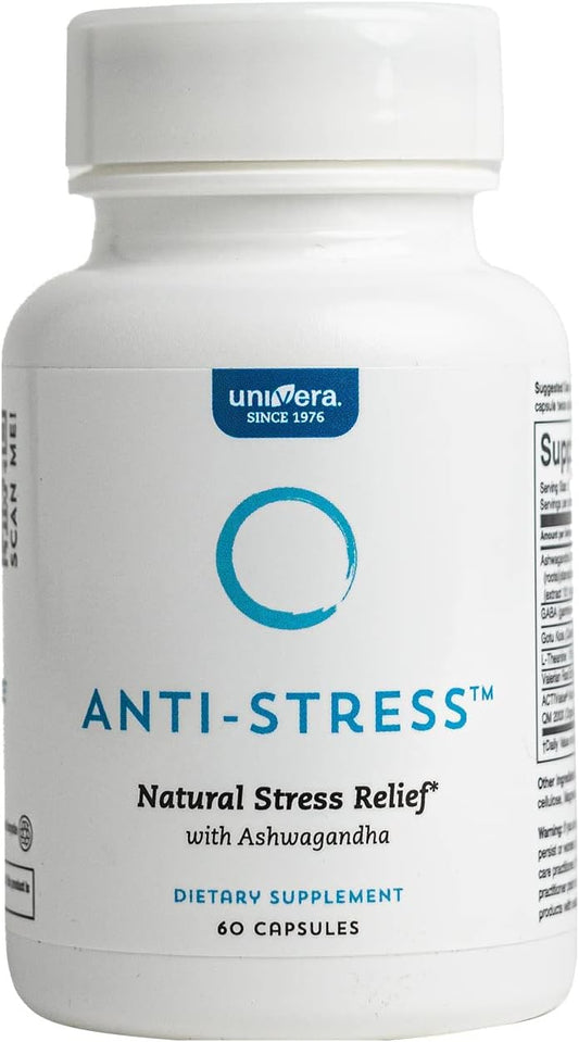 Univera Anti-Stress Supplement with Ashwagandha, GABA, L-Theanine, Gotu Kola - 60 Capsules