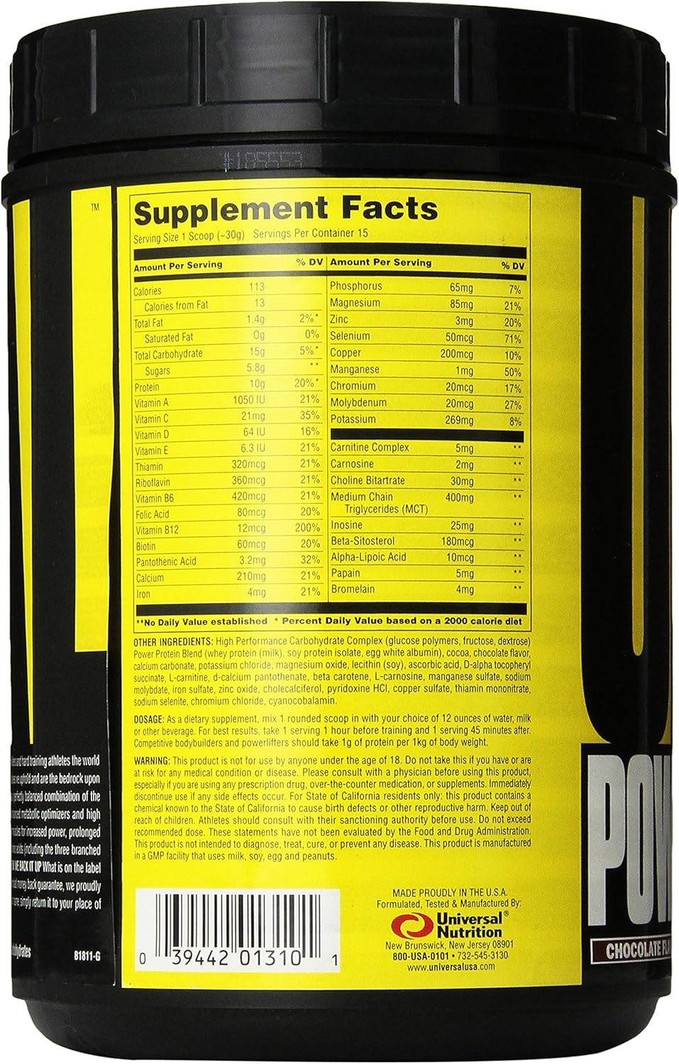 Universal Nutrition Power Protein - Chocolate Flavor - 1 Pound