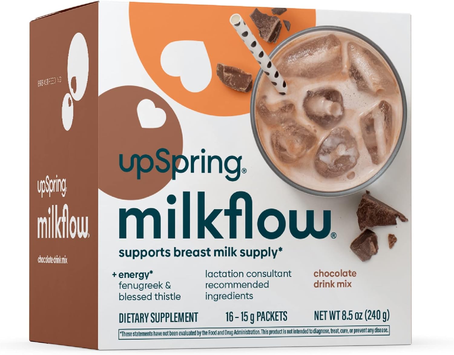 UpSpring Milkflow Electrolyte Berry & Chocolate Drink Mixes - Fenugreek Breastfeeding Supplement for Milk Supply Support