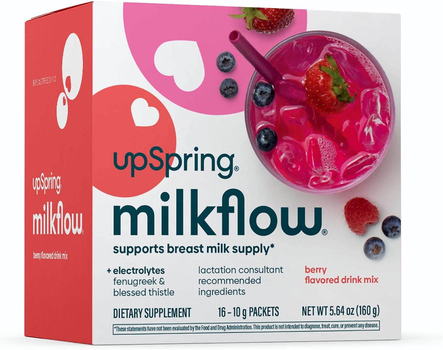 UpSpring Milkflow Electrolyte Berry & Chocolate Drink Mixes - Fenugreek Breastfeeding Supplement for Milk Supply Support