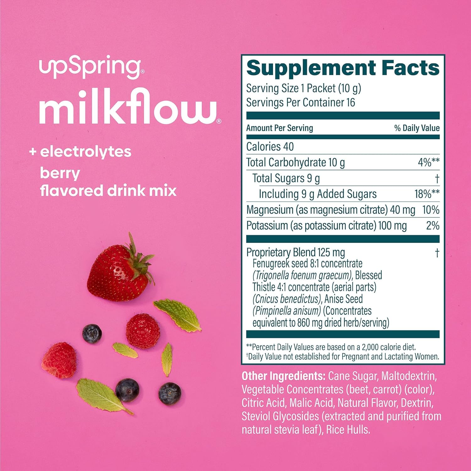 UpSpring Milkflow Electrolyte Berry & Chocolate Drink Mixes - Fenugreek Breastfeeding Supplement for Milk Supply Support