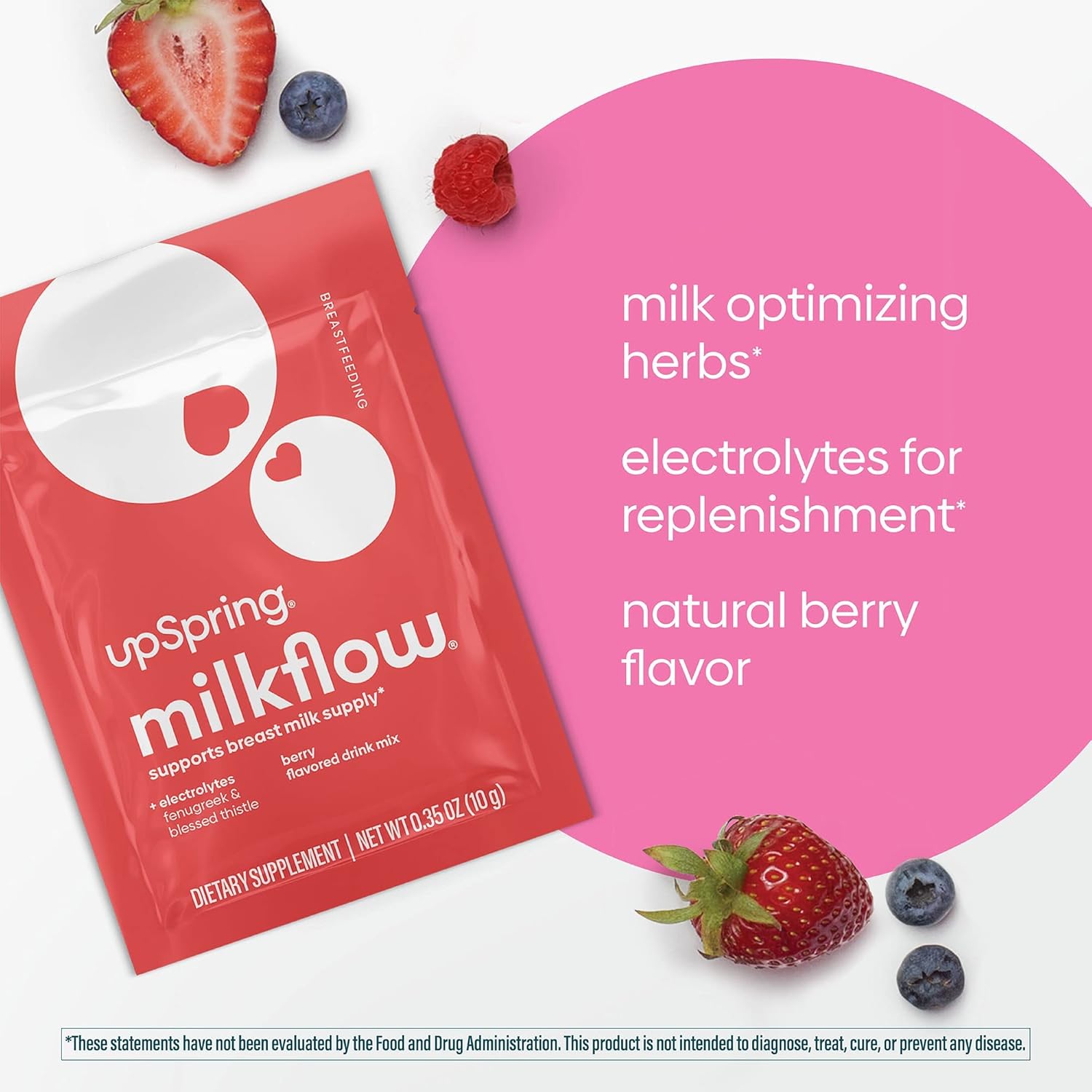 UpSpring Milkflow Electrolyte Berry & Chocolate Drink Mixes - Fenugreek Breastfeeding Supplement for Milk Supply Support