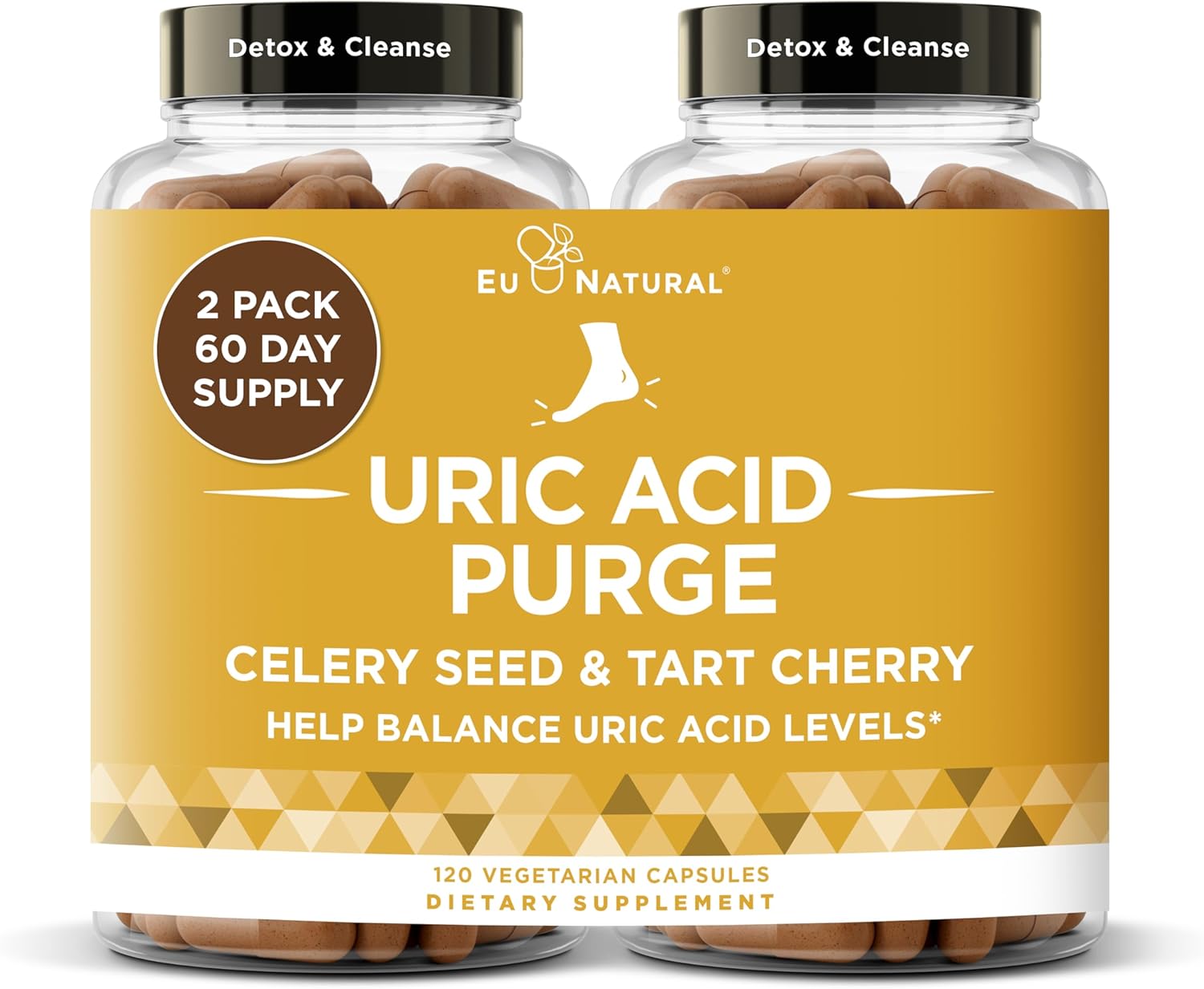 Uric Acid Flush Capsules with Celery Seed Extract & Tart Cherry for Joint Support & Mobility - 120 Soft Vegan Capsules