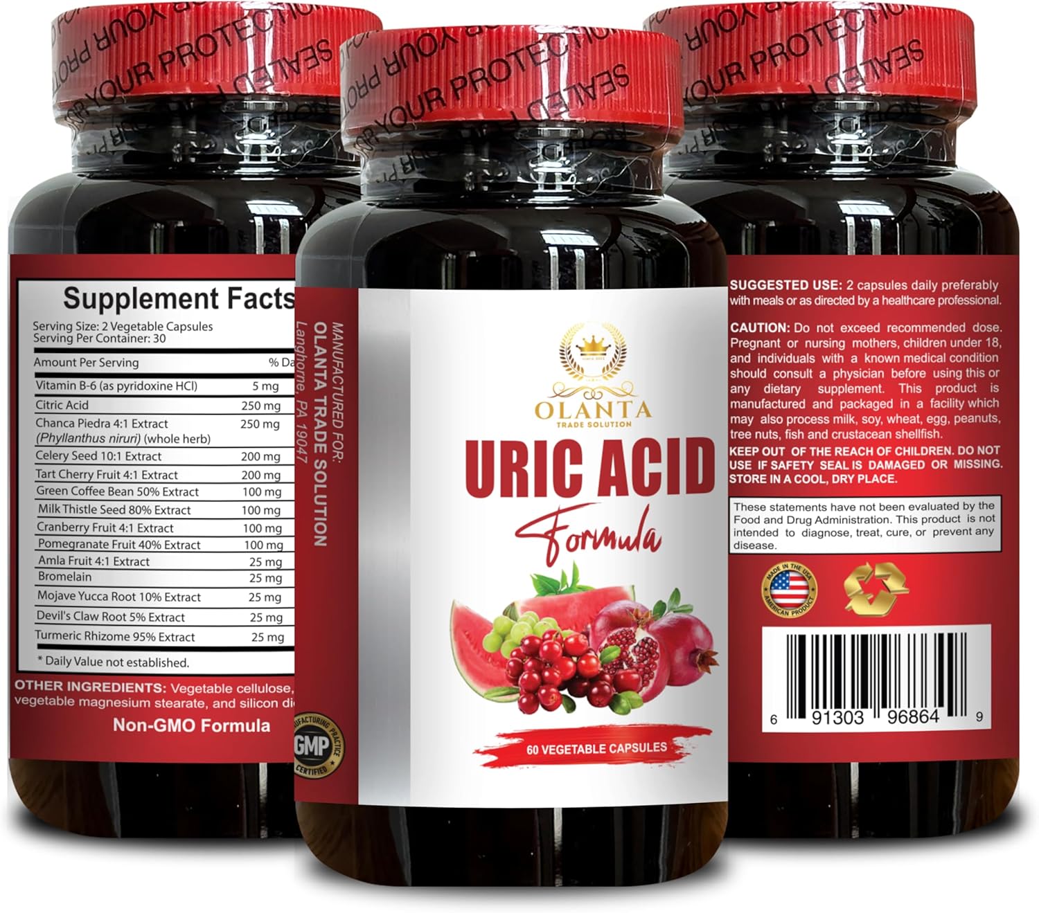 URIC ACID FORMULA - Lower Uric Acid Levels with Milk Thistle, Tart Cherry, Green Coffee Beans, and More - Antioxidant Supplement - 60 Capsules