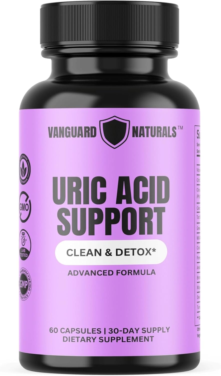Uric Acid Support Advanced Formula with Tart Cherry, Celery & Turmeric - 60 Veg Caps - Joint Health Support & Detox - Non GMO