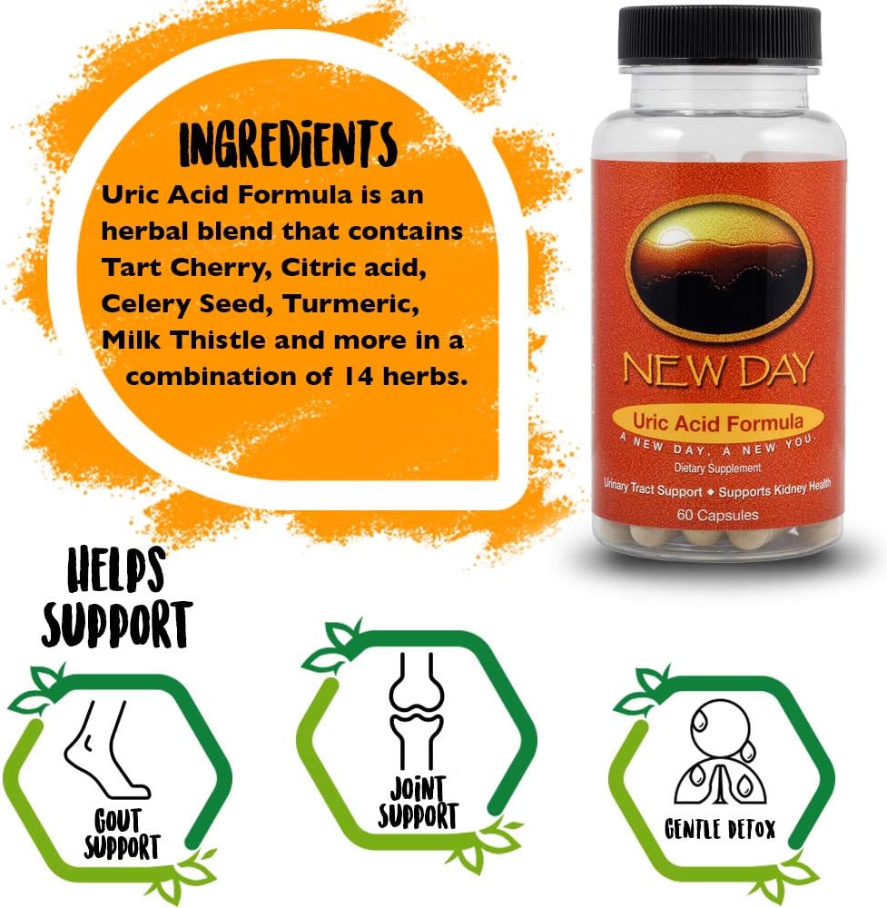 Uric Acid Support Capsules for Gout Relief & Kidney Health - 60 Count - Made in USA