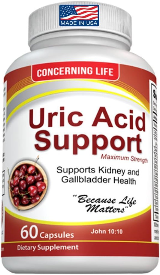 Uric Acid Support & Kidney Function Control with Herbal Cleanse for Gout Inflammation & Joint Pain - Includes Tart Cherry & Celery Seed Extract