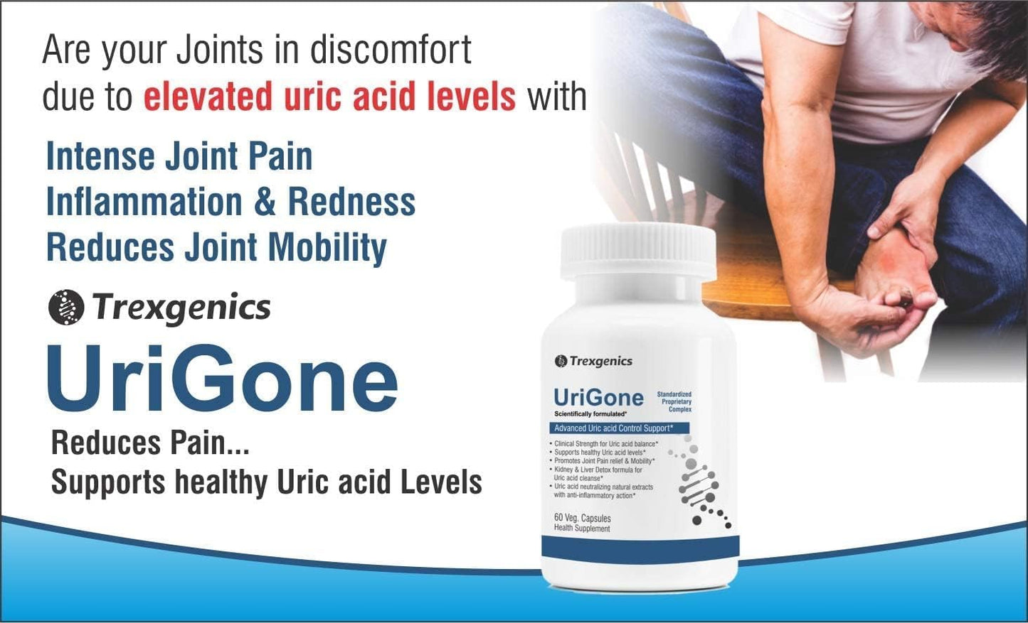 URIGONE Advanced Uric Acid Support Supplement - Natural Formula (60 Vegetarian Capsules)