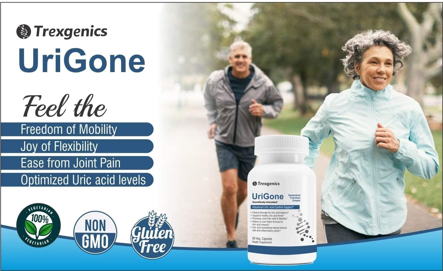 URIGONE Advanced Uric Acid Support Supplement - Natural Formula (60 Vegetarian Capsules)