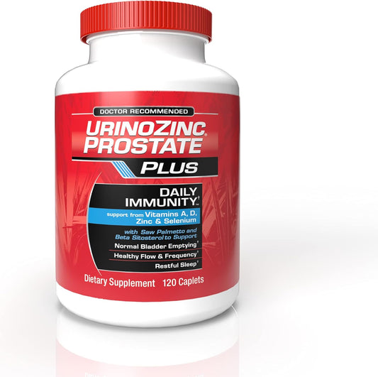 Urinozinc Prostate Plus Daily Immunity Supplement - 2 Month Supply - Saw Palmetto & Beta Sitosterol - Prostate & Immune Health Support - 120 Count