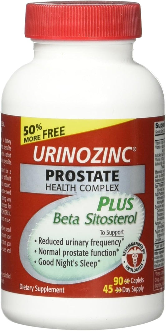 Urinozinc Prostate Plus Health Complex - 90 Tablets with Beta-sitosterol for Prostate Support