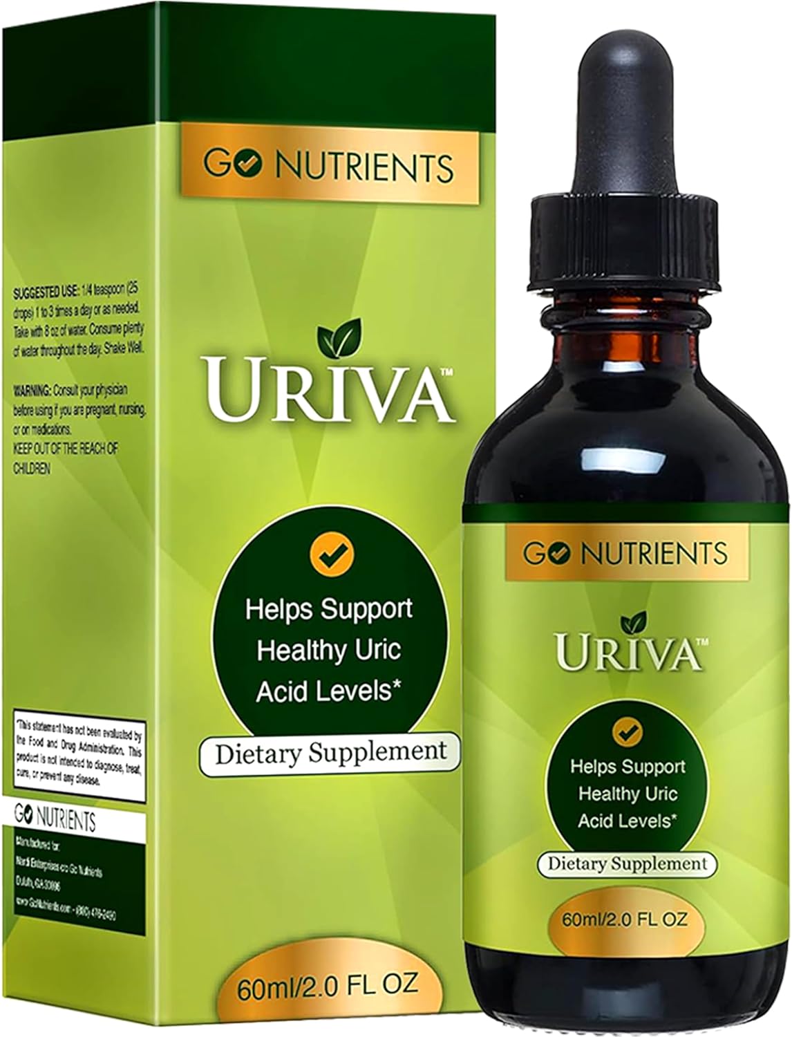 Uriva Advanced Uric Acid Flush Cleanse with Tart Cherry, Celery Seed, Turmeric - High Absorption Liquid Drops - Joints & Kidney Support - 2.0 oz.
