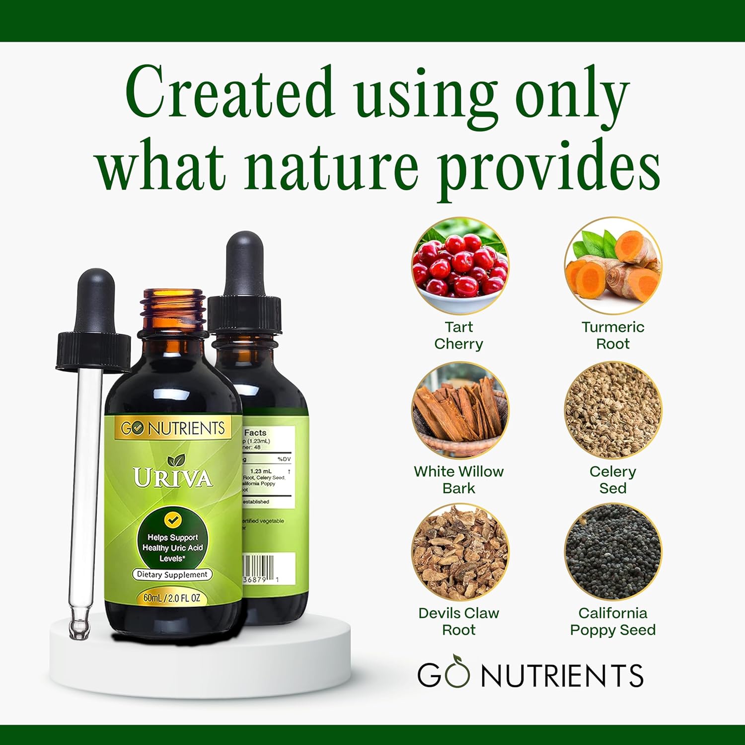 Uriva Advanced Uric Acid Flush Cleanse with Tart Cherry, Celery Seed, Turmeric - High Absorption Liquid Drops - Joints & Kidney Support - 2.0 oz.