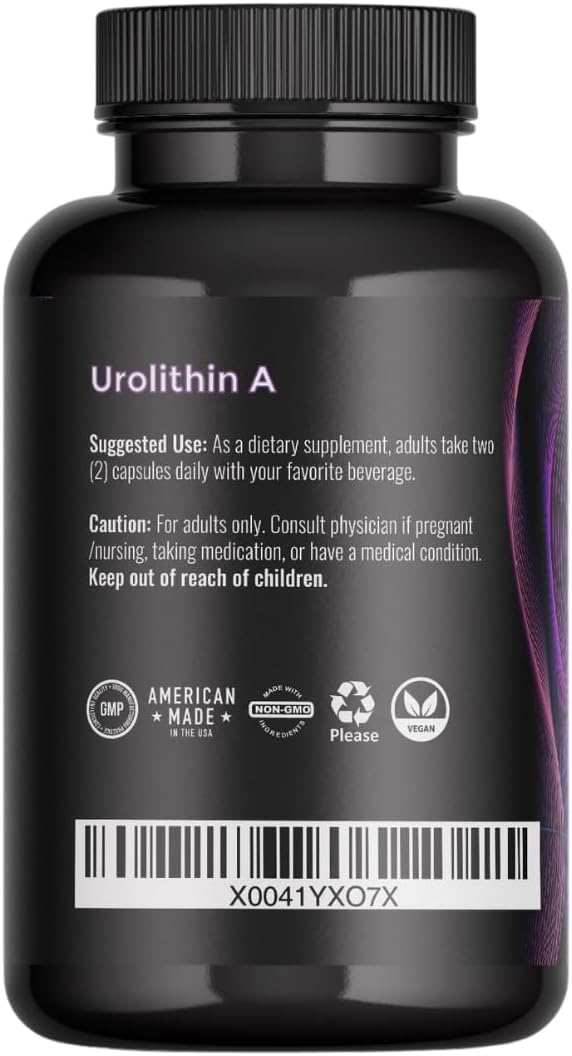 Urolithin A Plus Black Pepper Extract - 1000mg per Serving - 60 Veggie Capsules - Dietary Supplement by Logic Nutra