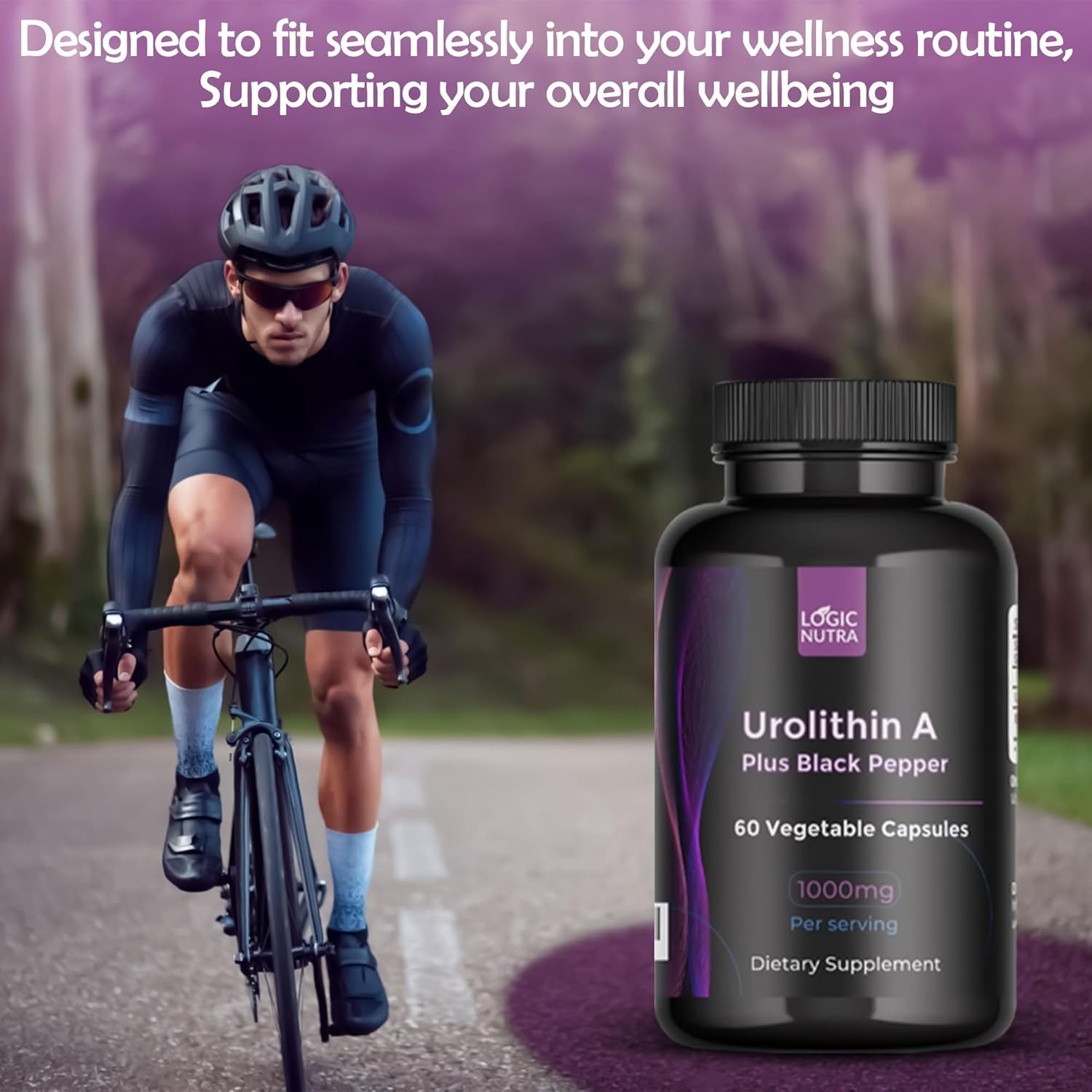 Urolithin A Plus Black Pepper Extract - 1000mg per Serving - 60 Veggie Capsules - Dietary Supplement by Logic Nutra