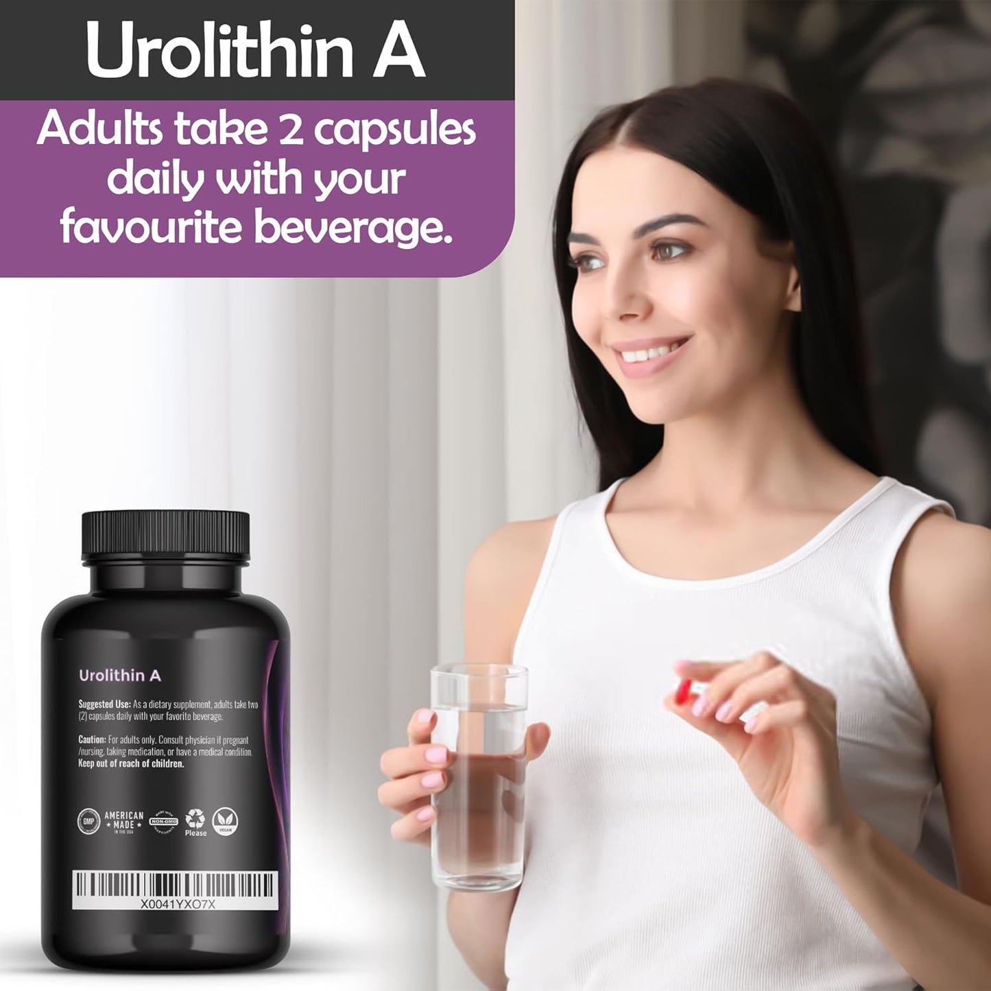 Urolithin A Plus Black Pepper Extract - 1000mg per Serving - 60 Veggie Capsules - Dietary Supplement by Logic Nutra