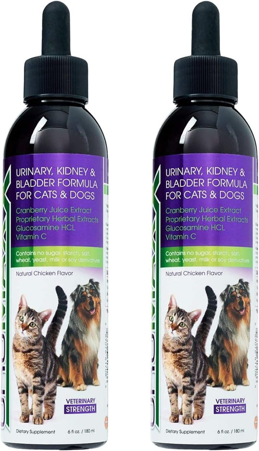 UroMAXX Urinary Tract Treatment for Cats & Dogs - Bladder & Kidney Support - Liquid Cranberry & Glucosamine - Chicken Flavor - 6 oz Bottle, 2 Pack