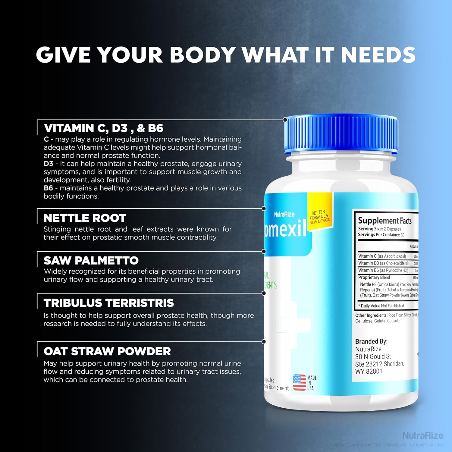 Uromexil Forte Capsules - Premium All-Natural Prostate Health Support Supplement with NutraRize Formula (60 Capsules)