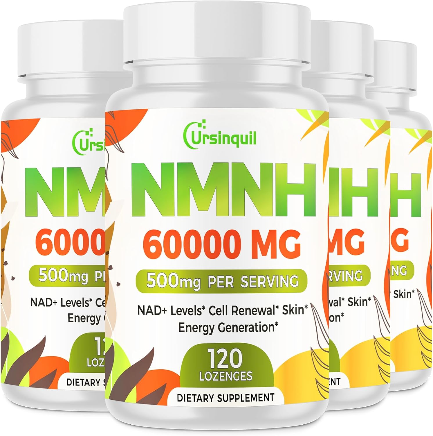 Ursinquil Sublingual NMNH 500mg NAD Supplement - 480 Capsules, 120 Servings, Boost NAD Levels for Anti-Aging, Energy, Immunity, Focus