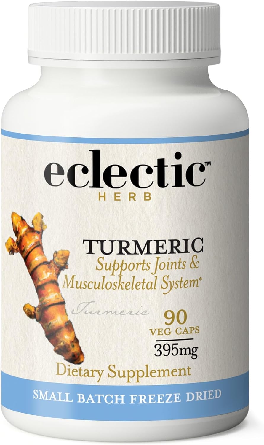 US-Grown Freeze-Dried Turmeric Capsules - 90 Count (395 mg) | Vegetarian, Non-GMO, Gluten-Free