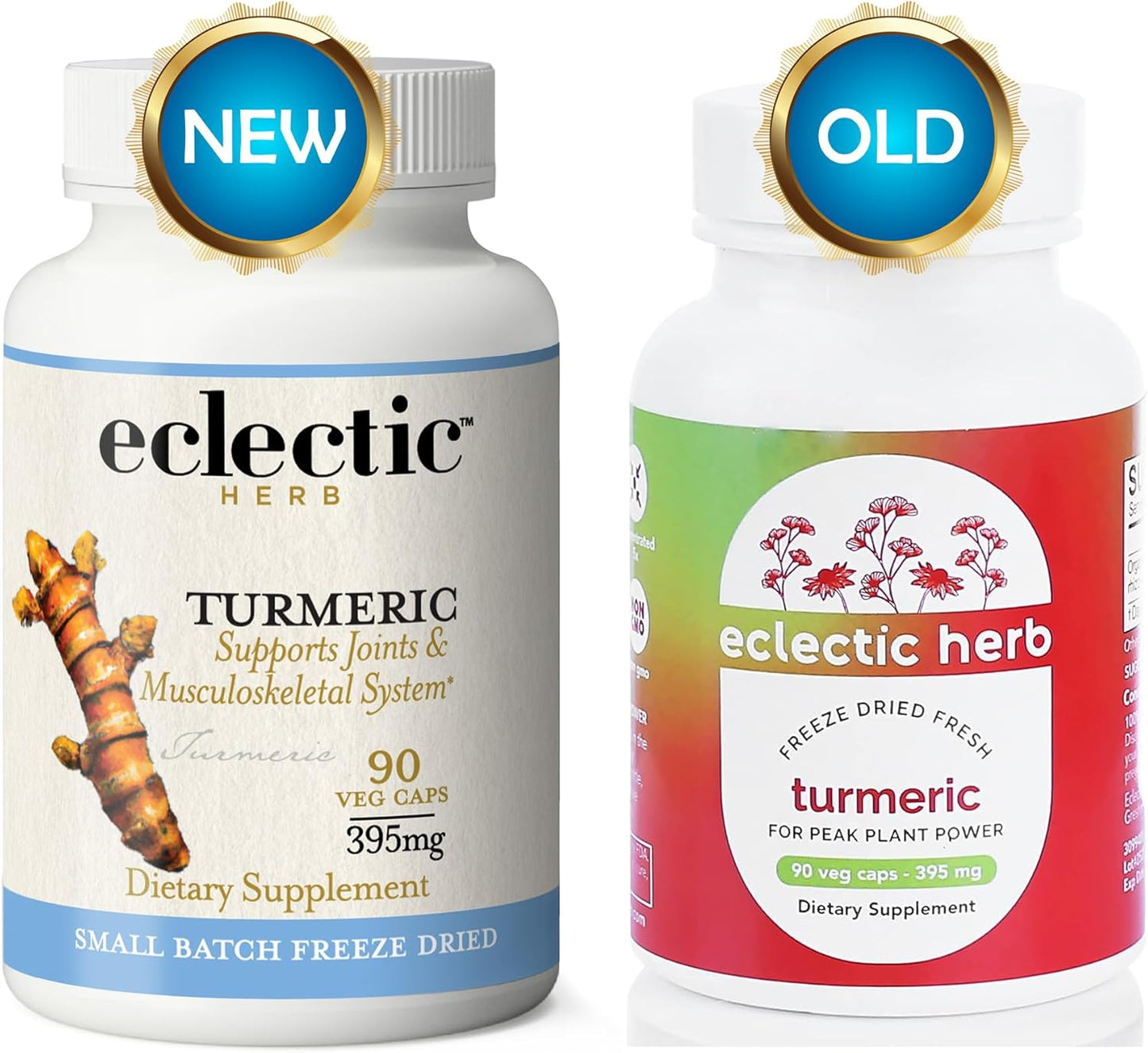 US-Grown Freeze-Dried Turmeric Capsules - 90 Count (395 mg) | Vegetarian, Non-GMO, Gluten-Free