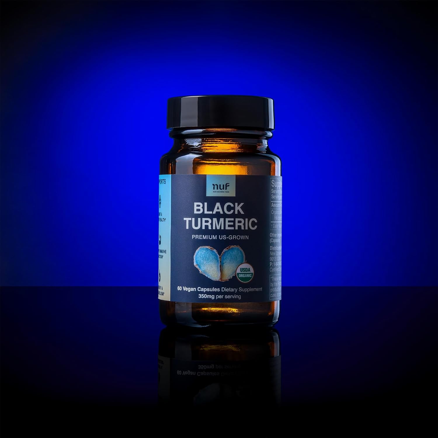 US Grown Organic Black Turmeric Capsules 350mg for Joint Support and Immune Function - Gluten Free, Non GMO, Vegan - Whole Root Formula with Healthy Inflammatory Response