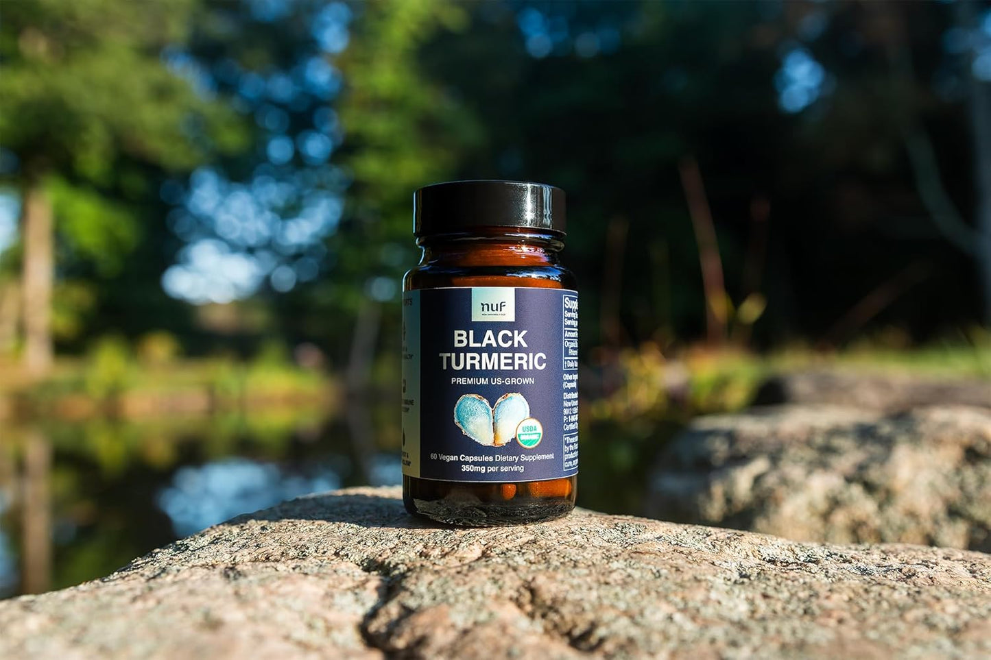 US Grown Organic Black Turmeric Capsules 350mg for Joint Support and Immune Function - Gluten Free, Non GMO, Vegan - Whole Root Formula with Healthy Inflammatory Response