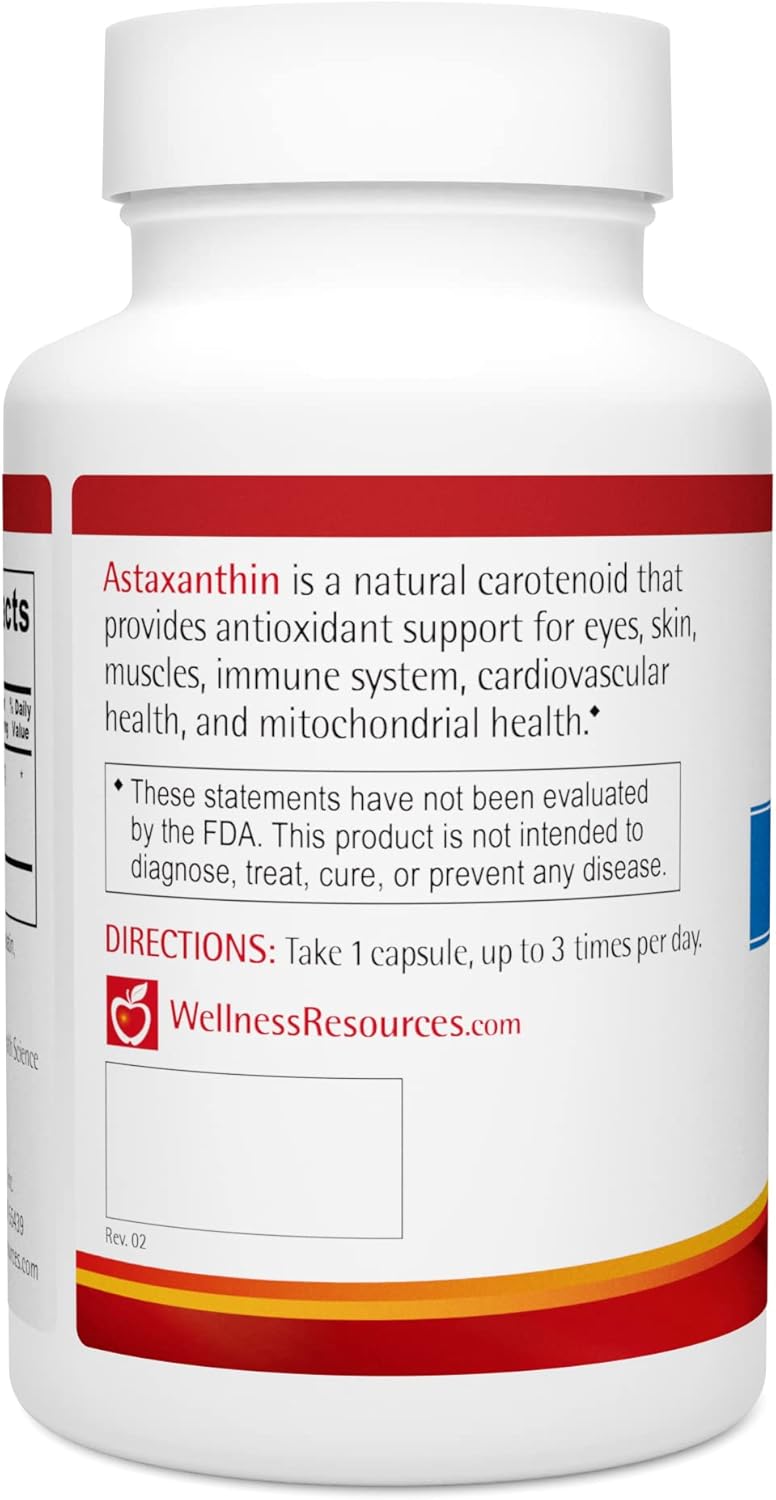 USA Grown Natural Astaxanthin Capsules 6mg - AstaReal for Eye Health, Skin, Immunity - Non-GMO Supplement
