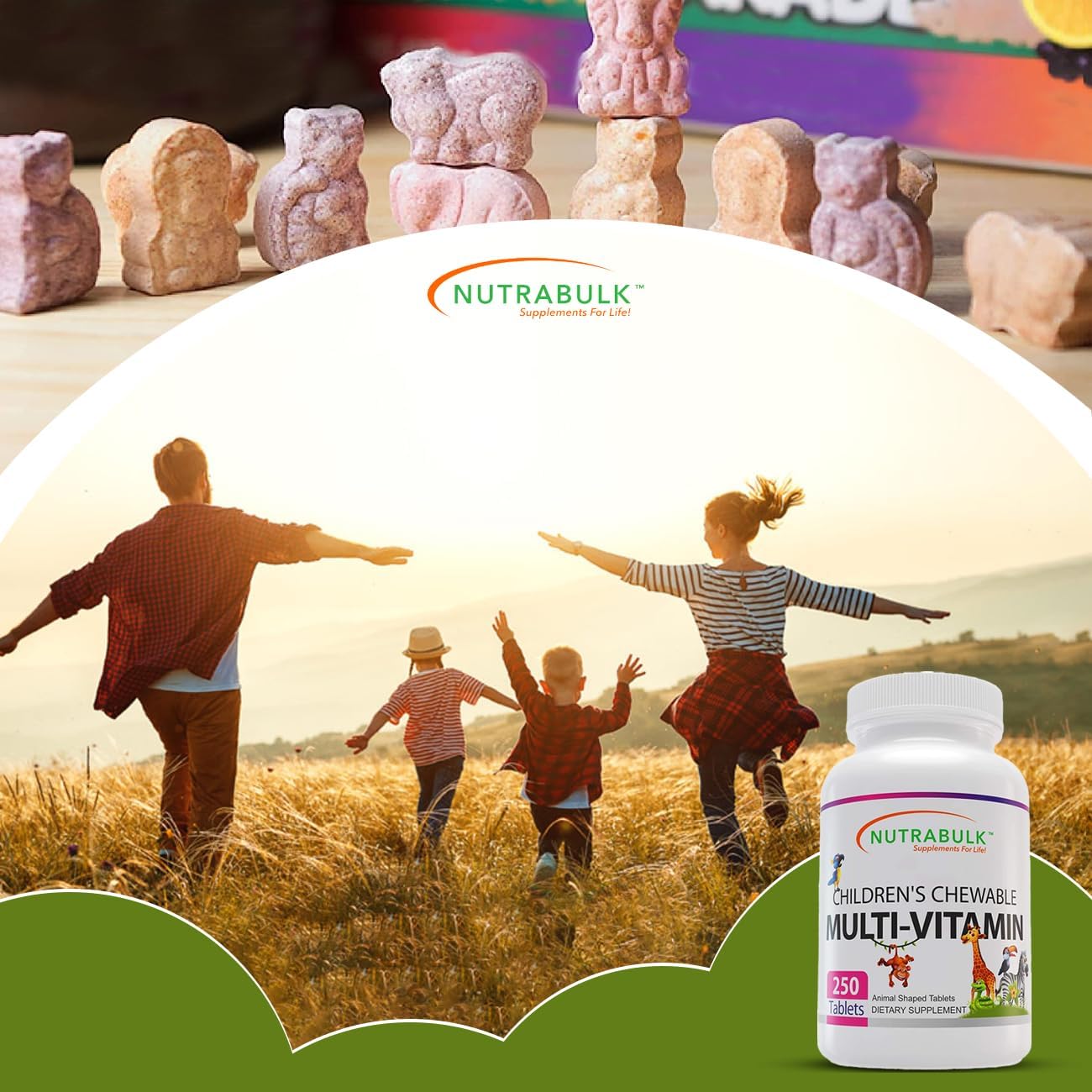 USA-Made Children’s Chewable Multi-Vitamins for Immune, Bone, Brain & Overall Well Being - Vegan & Gluten Free - 250 Cherry Tablets
